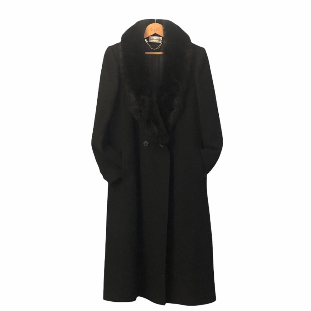 Ashley Scott Full Length Wool Overcoat w/ Fur Trim